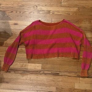 Free People Pink and Orange Striped Sweater